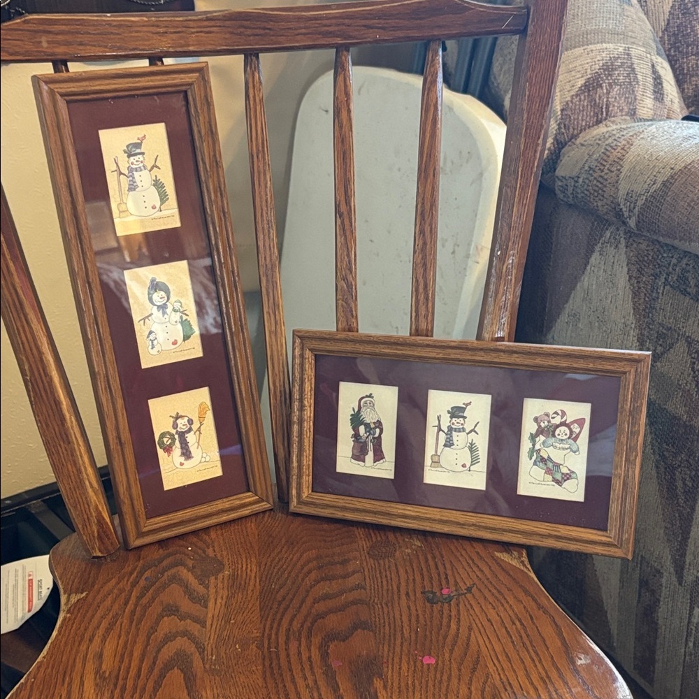 Home Interiors Snowman Picture Frame Set - Brown and White